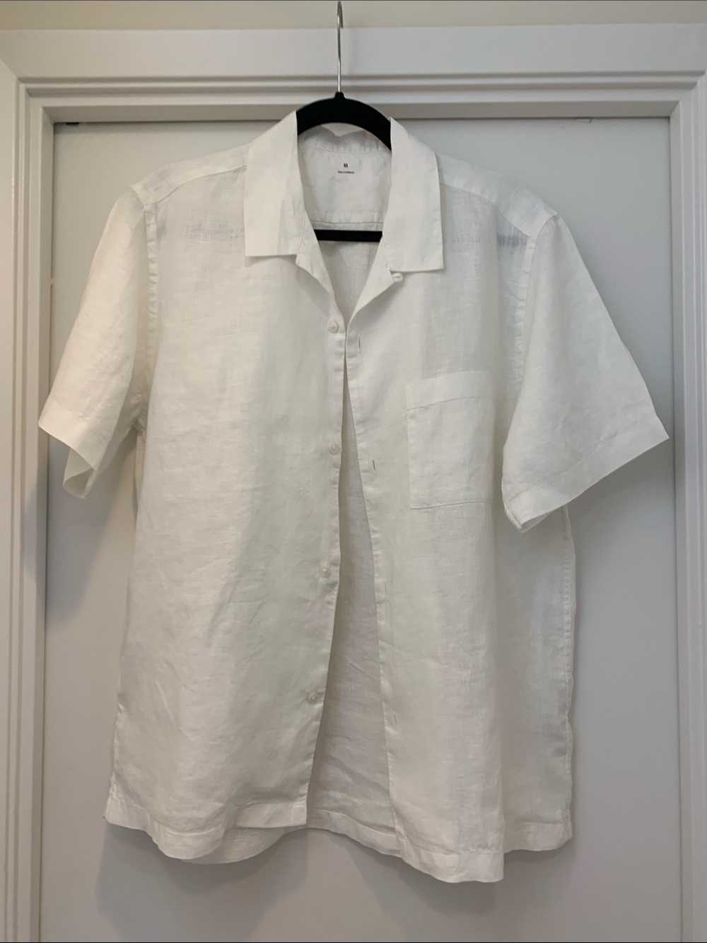 Men's 100 % linen White Linen Short-Sleeve Shirt